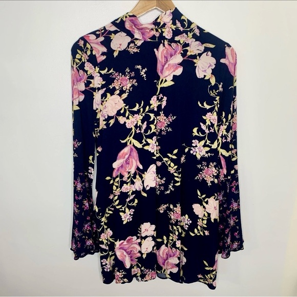 New Free People Tate Navy and Pink Floral Mini Dress - Picture 5 of 6